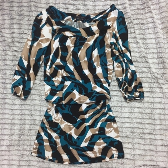 BCBG MAXAZRIA PATTERN MINI 3/4 SLEEVE DRESS - Picture 6 of 8